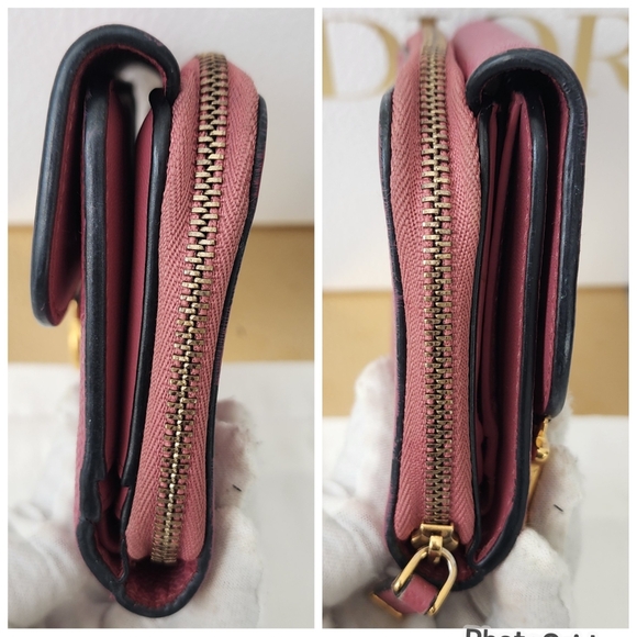 Auth Dior Montiagne Saddle Pink Trifold Wallet - Picture 9 of 10